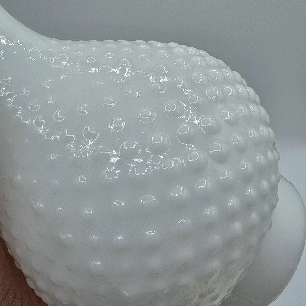 Vintage Scalloped Milk Glass Hobnail Hurricane Lamp Chimney Shade For 3